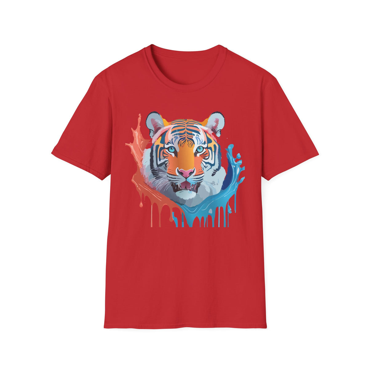 Color Splash Tiger T-Shirt | Watercolor Tiger Face Tee