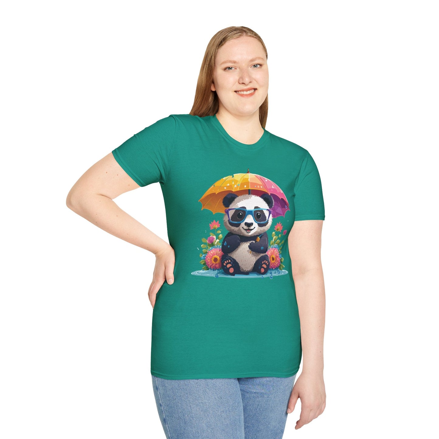 Unisex Panda Shirt Softstyle Tee 100 Percent Ring Spun Cotton Comfortable Animal Tee