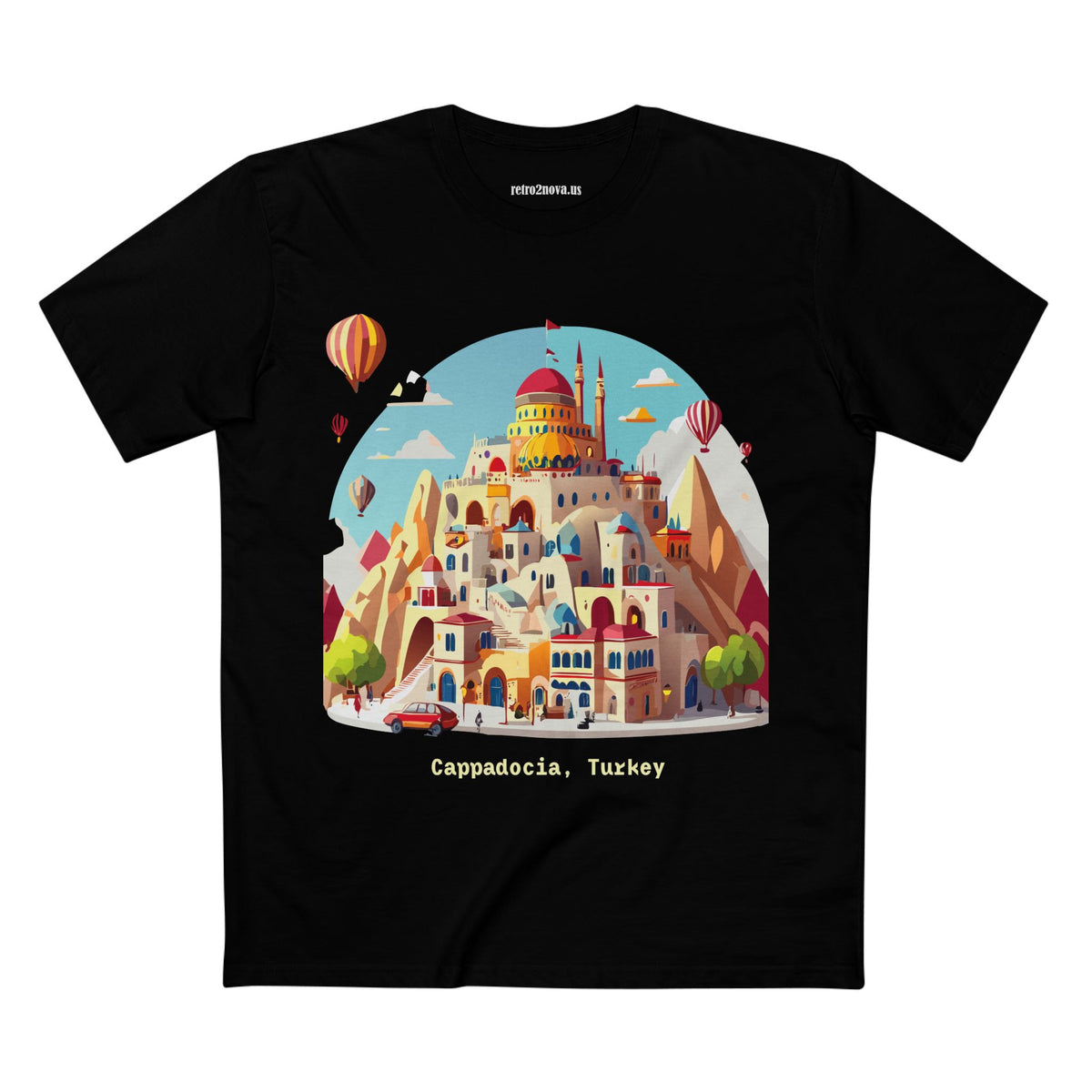 Cappadocia Cartoon Landscape T-Shirt | Turkey Hot Air Balloons