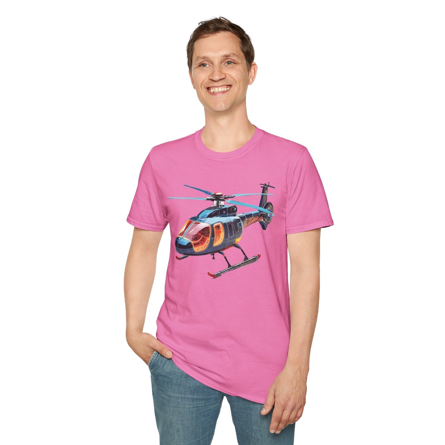 Unisex Helicopter Chopper Shirt Graphic Tee Softstyle 64000 100 Percent Ring Spun Cotton