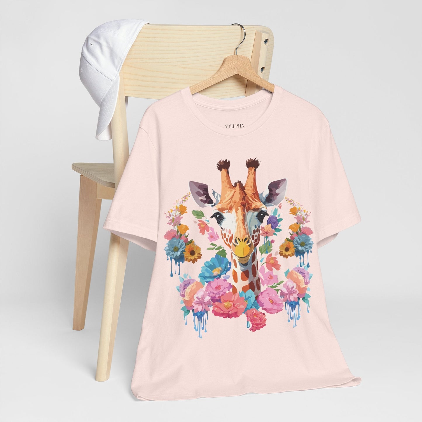 Giraffe Graphic Tee By Adelpha Unisex Short Sleeve Vintage Inspired Art Shirt Premium Quality