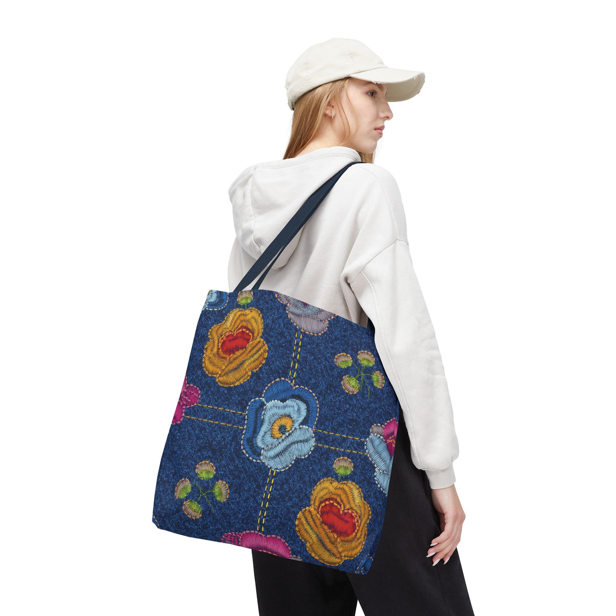 Denim Fabric Imitation Print Unisex Canvas Bag Poly Spun 3 Sizes Tote Bag 159-5