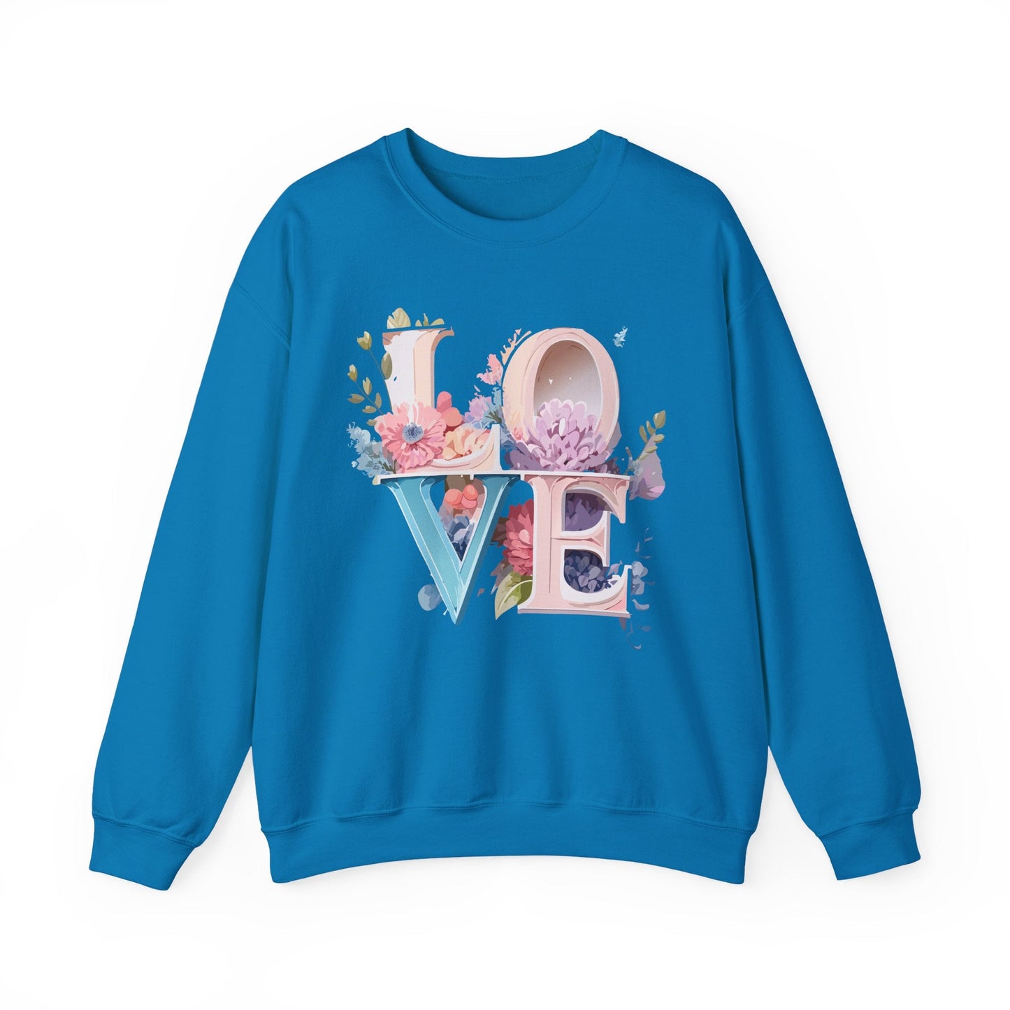 Floral Love Sweatshirt Valentines Day Sweatshirt Love Flower Unisex Crewneck Sweatshirt