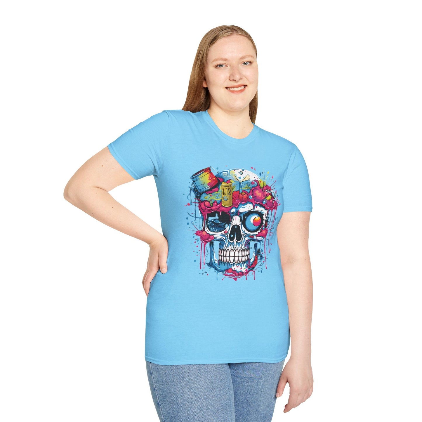 Skull Graphic Tee Shirt Unisex Skeleton Shirt Softstyle Cotton Comfort Everyday Wear Durable