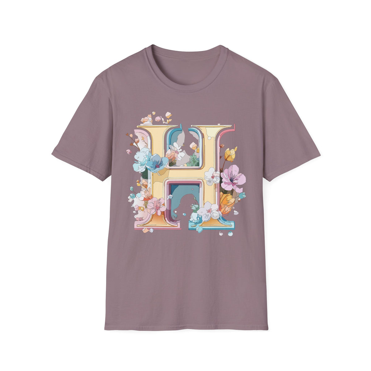 Floral Letter H Shirt | Monogram Initial H Tee