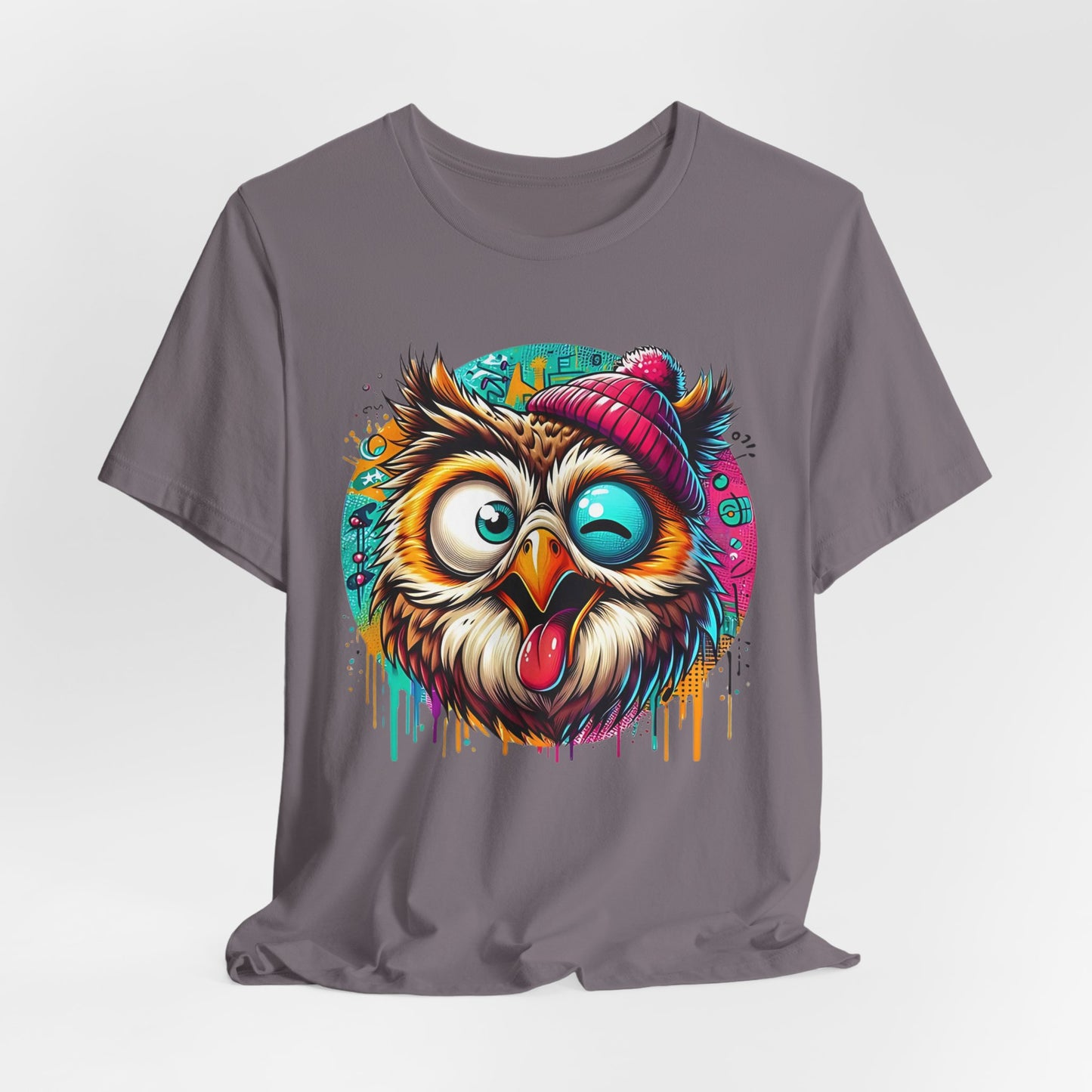 Colorful Owl Graphic Tee, Fun Owl Shirt, Funny Bird Shirt, Cute Cartoon Tees, Animal T-Shirt, Animal Tees, Art Design T-Shirt
