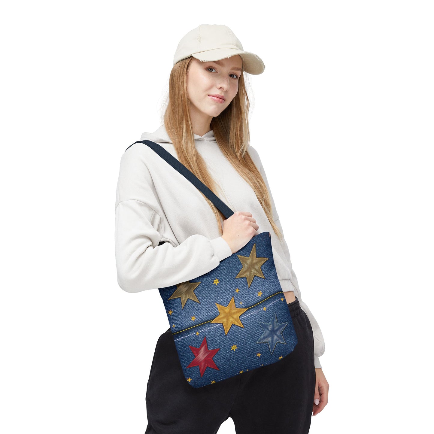 Denim Fabric Imitation Print Unisex Canvas Bag Poly Spun 3 Sizes Tote Bag 181-3