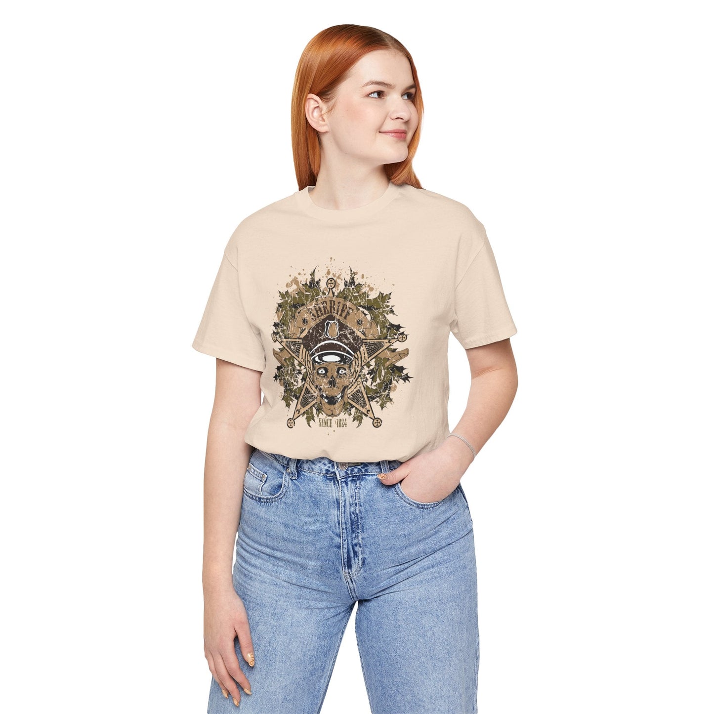 Skull Floral Emblem Graphic Unisex Cotton Tee Art-45