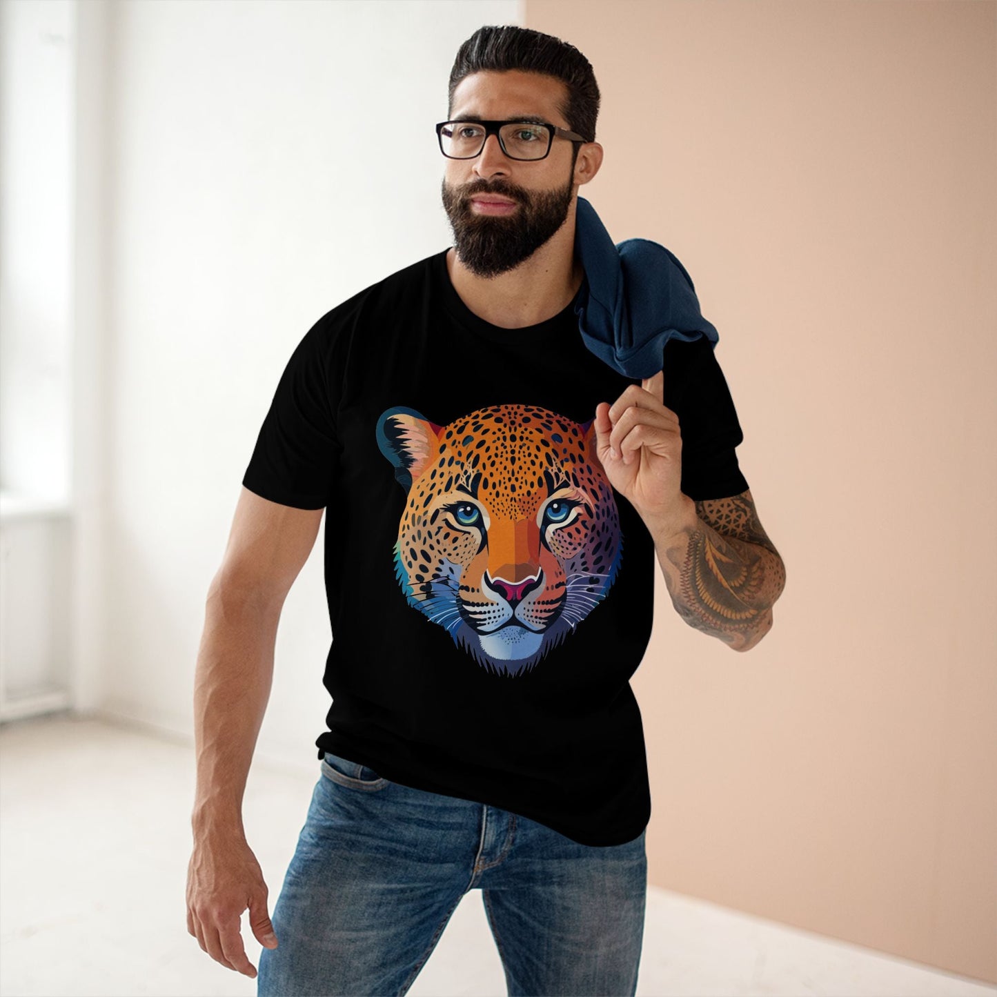 Unisex Cheetah Animal Shirt Premium Cotton Staple Tee With Original Art Design From Retro2Nova Collection