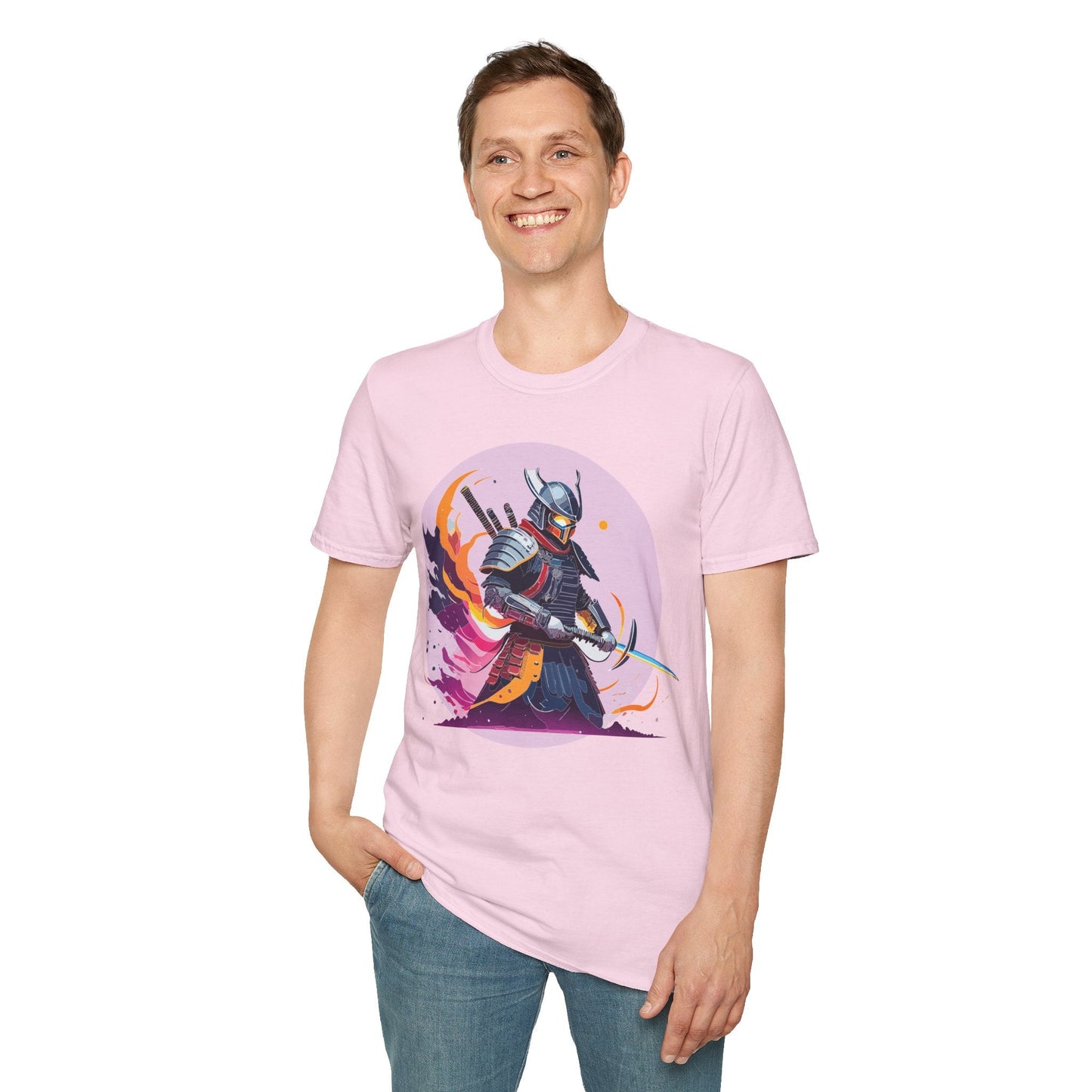 Samurai Shirt Unisex Short Sleeve Tee With Samurai Print Softstyle Gildan 64000 Ring Spun Cotton