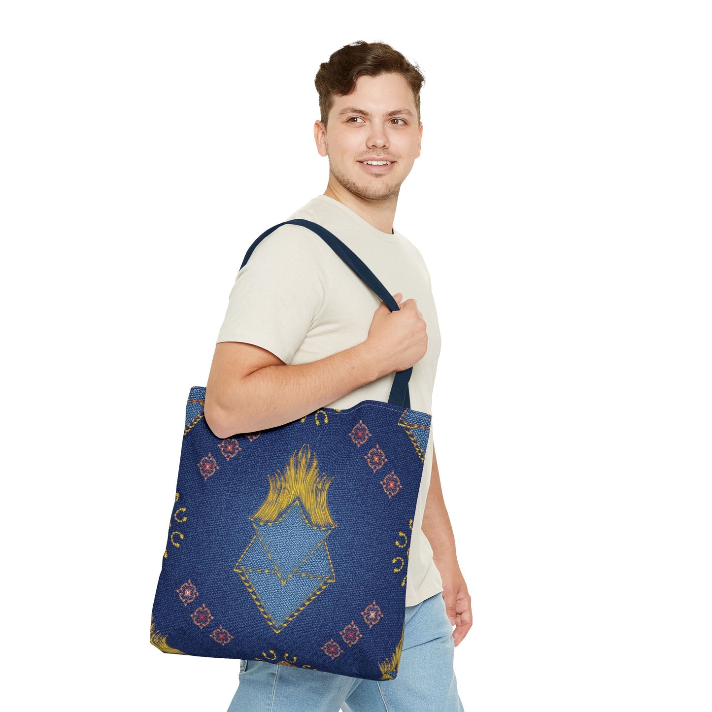 Diwali Graphic Denim Fabric Imitation Print Unisex Canvas Bag Poly Spun 3 Sizes Tote Bag 205-12