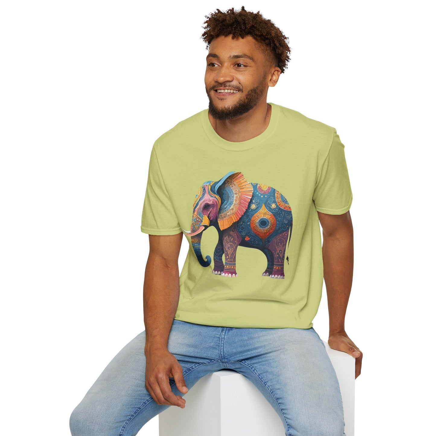 Elephant T Shirt Unisex Gildan Softstyle 64000 Tee With Animal Elephant Graphic Artwork