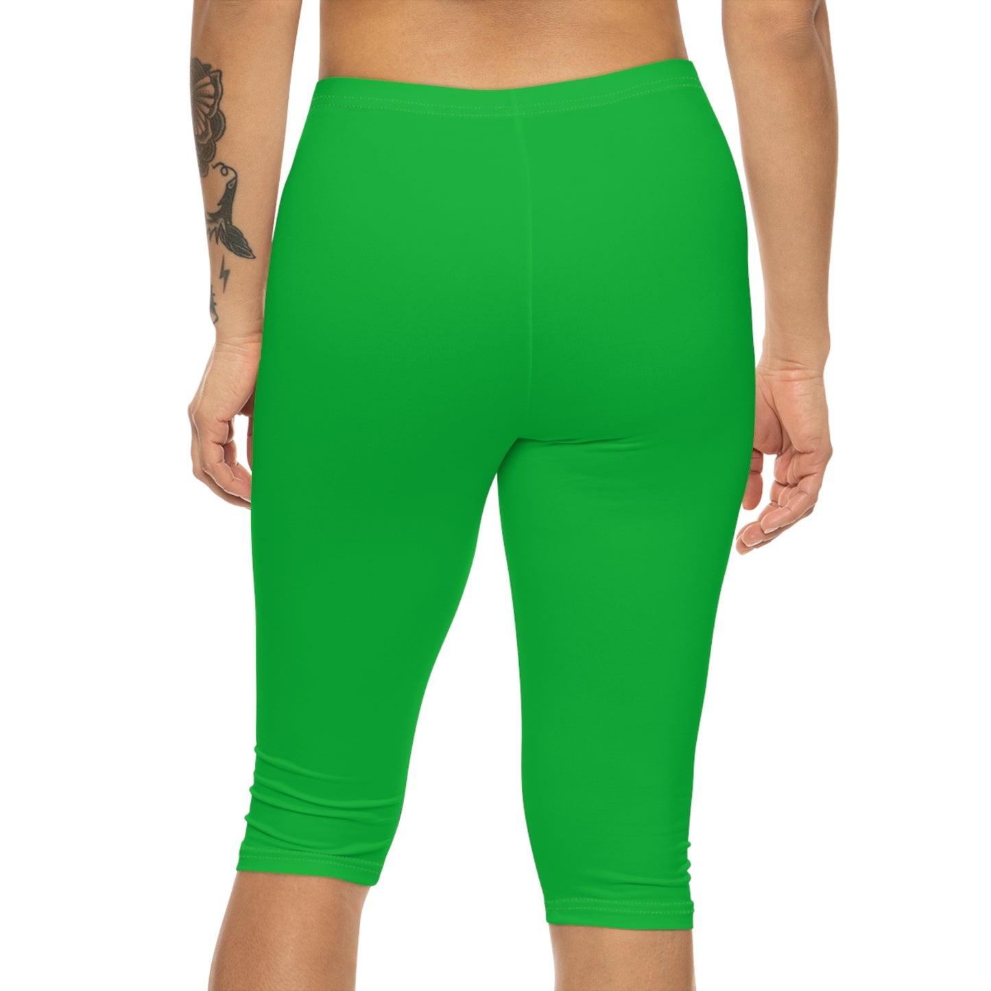 Jade Green Color Women's Brushed Suede Poly Span Casual Capri Leggings XS-2XL
