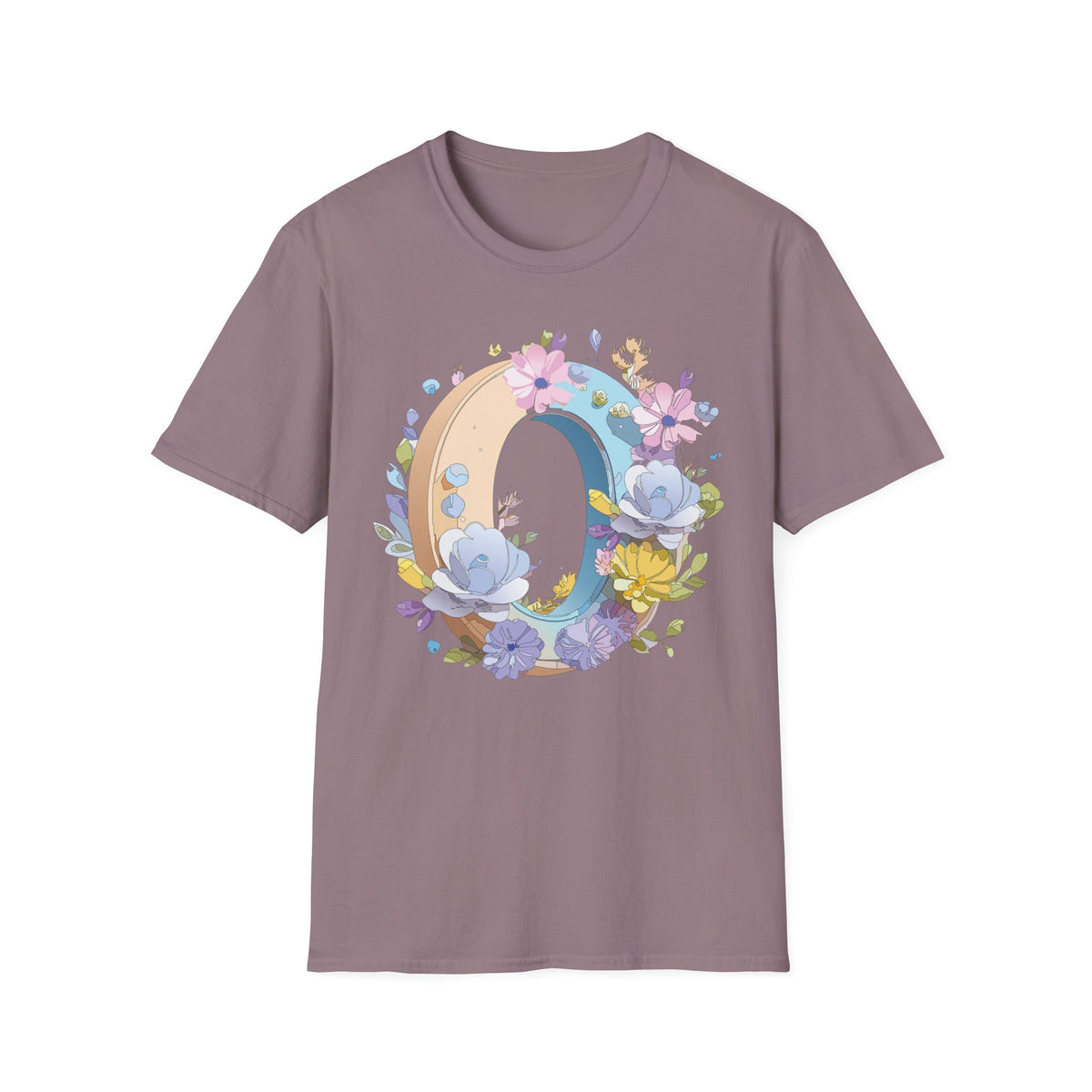 Floral Letter O Shirt | Monogram Initial O Tee, Pastel Flower Alphabet