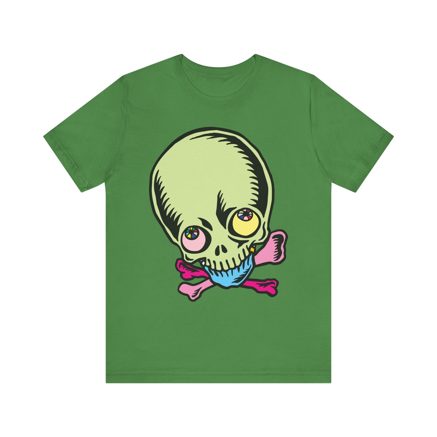 Lt Green Skull Graphic Design Tee, Skull Shirt, Vintage Tees, Art Design T-Shirt, Vintage Graphic Tee, Art Shirts with Skulls