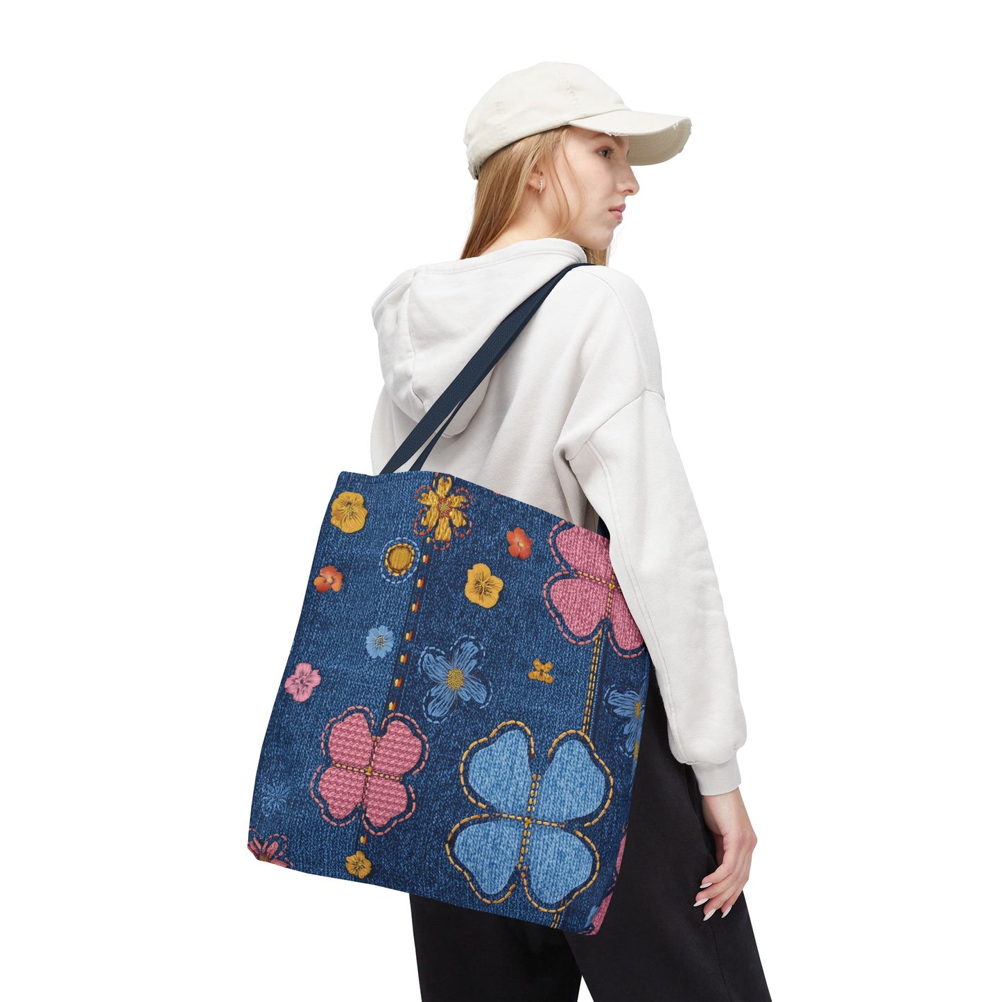 Denim Fabric Imitation Print Unisex Canvas Bag Poly Spun 3 Sizes Tote Bag 129
