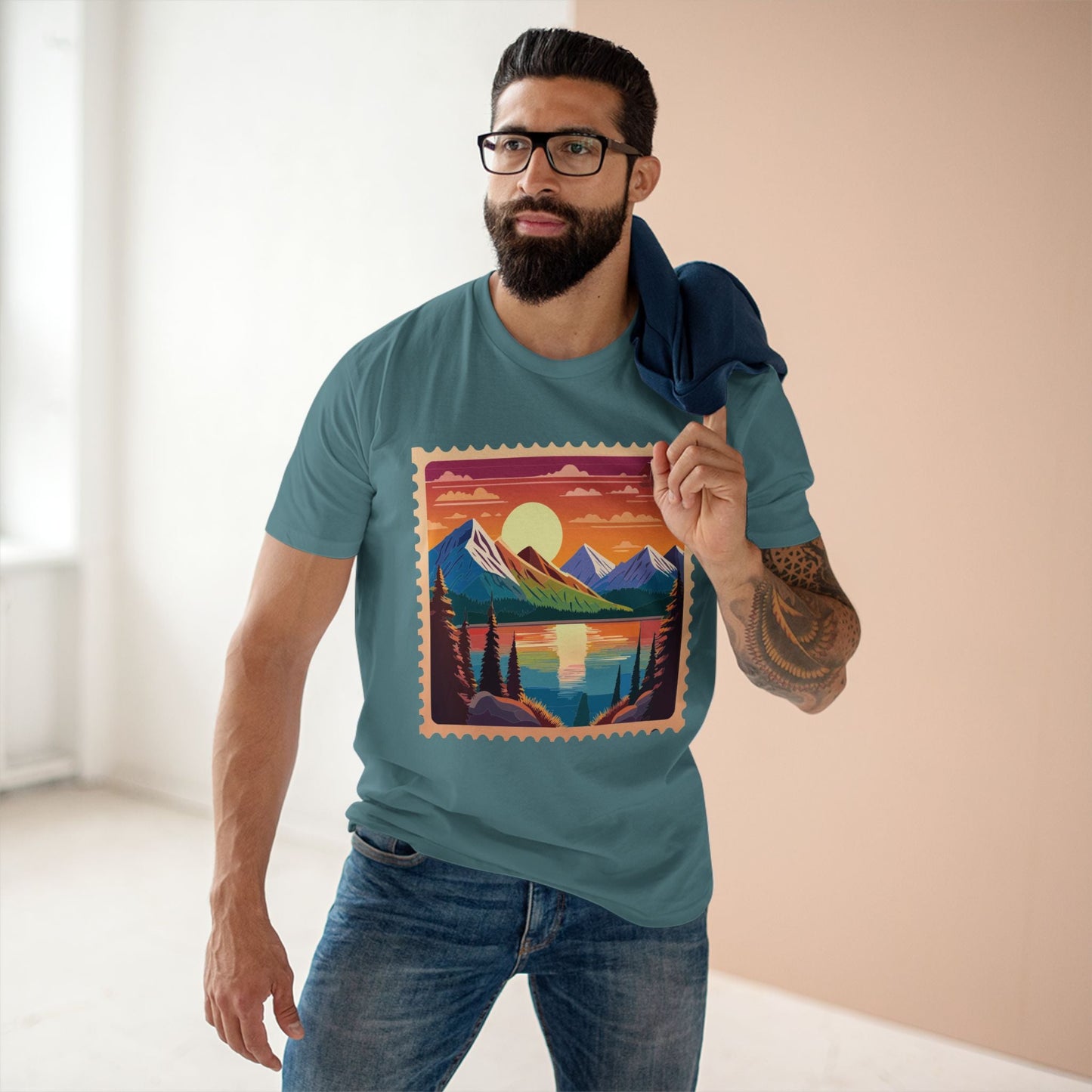 Postage Stamp Shirt Unisex Original Art Design Cotton Tee PS17 Retro2Nova Premium Cotton Staple Tee