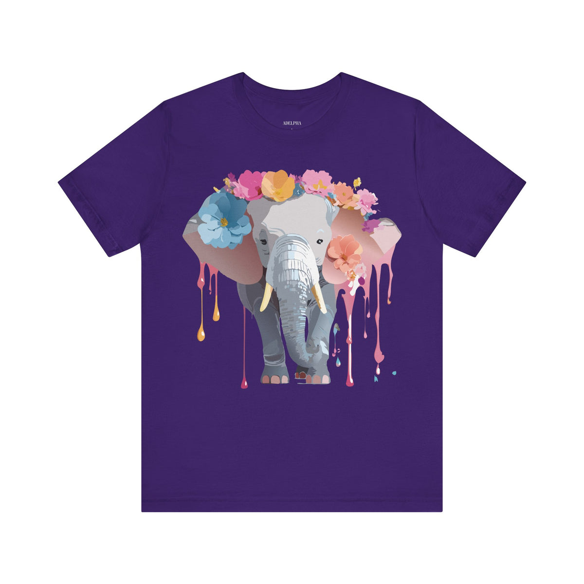 Elephant Graphic Unisex Cotton Bella+Canvas Tee with Art Animal Design e130