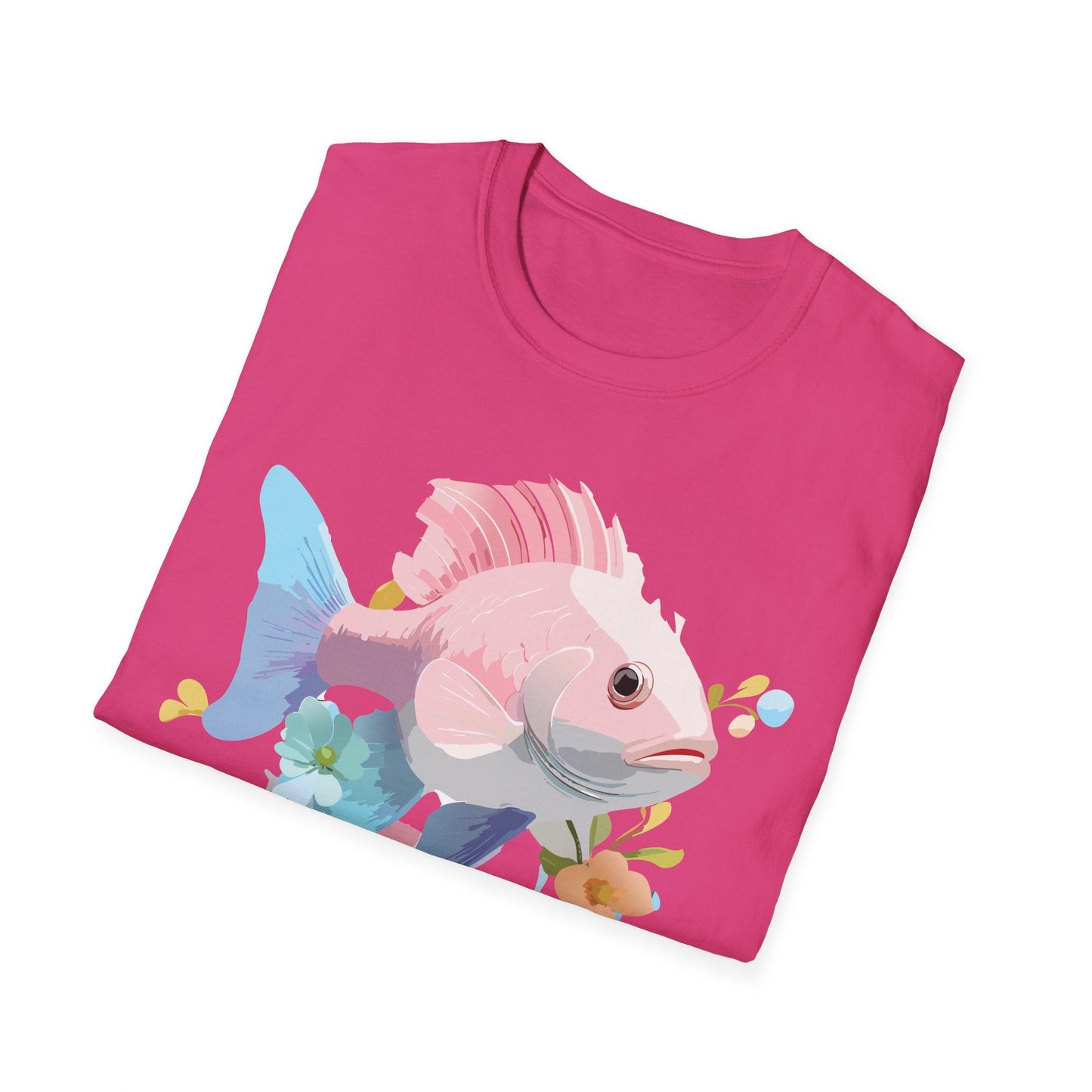 Fish Art Design Shirt Unisex Graphic Tee With Fish Illustration Gildan Softstyle 64000