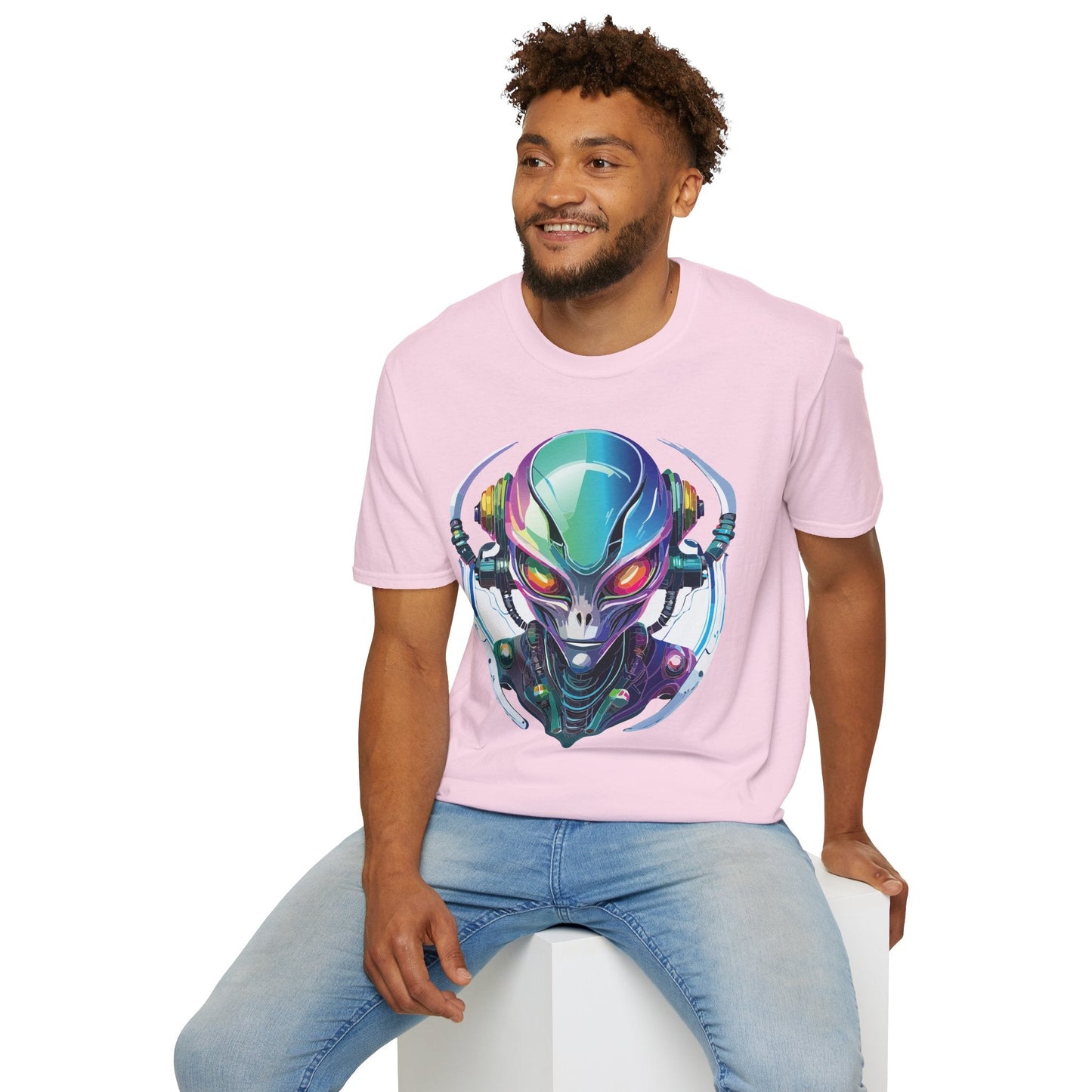 Alien Graphic Unisex Cotton Softstyle UFO Artwork Tee 3