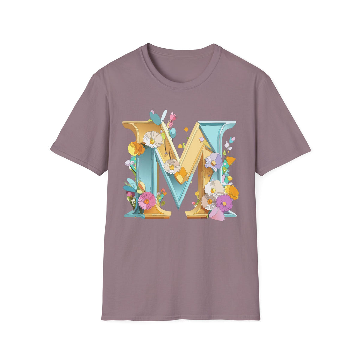 Floral Letter M T-Shirt | Botanical Monogram Initial Tee