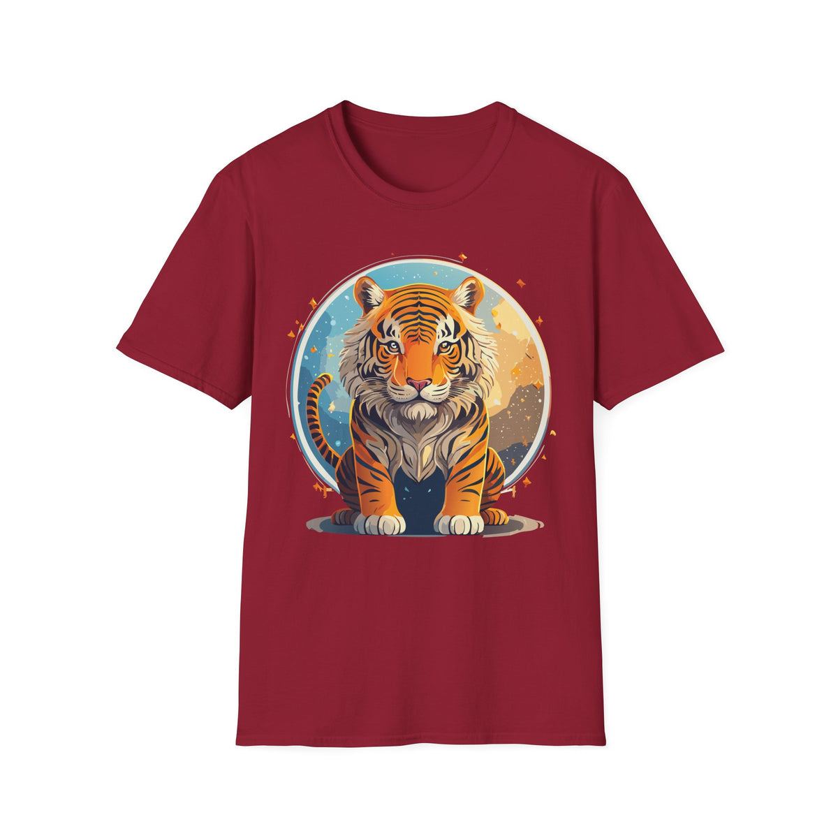 Vintage Tiger Illustration T-Shirt | Retro Sunset Tiger Print