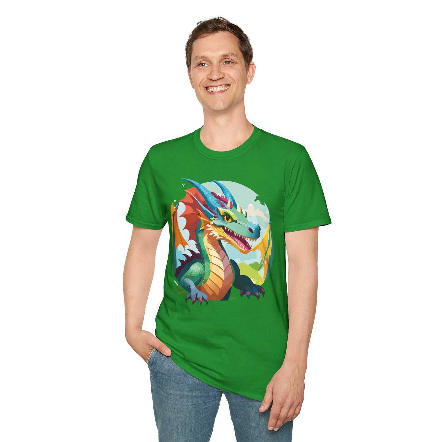 Unisex Dragon Graphic Tee By Gildan Softstyle 64000 Short Sleeve Cotton Tee Art Design
