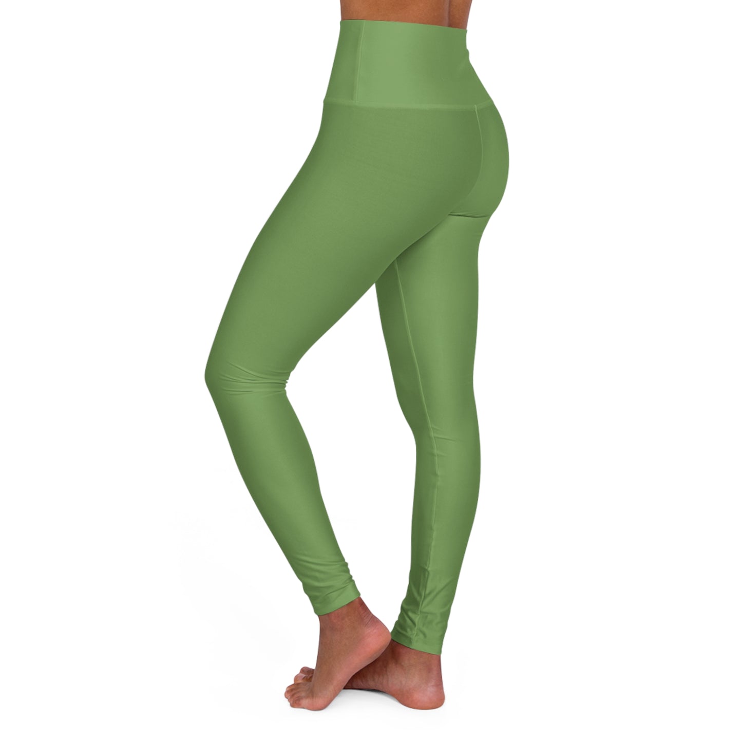 Sage Green Color High-Waist Yoga Leggings Women's Seamless Poly-Span Stretchy Pants XS-2XL