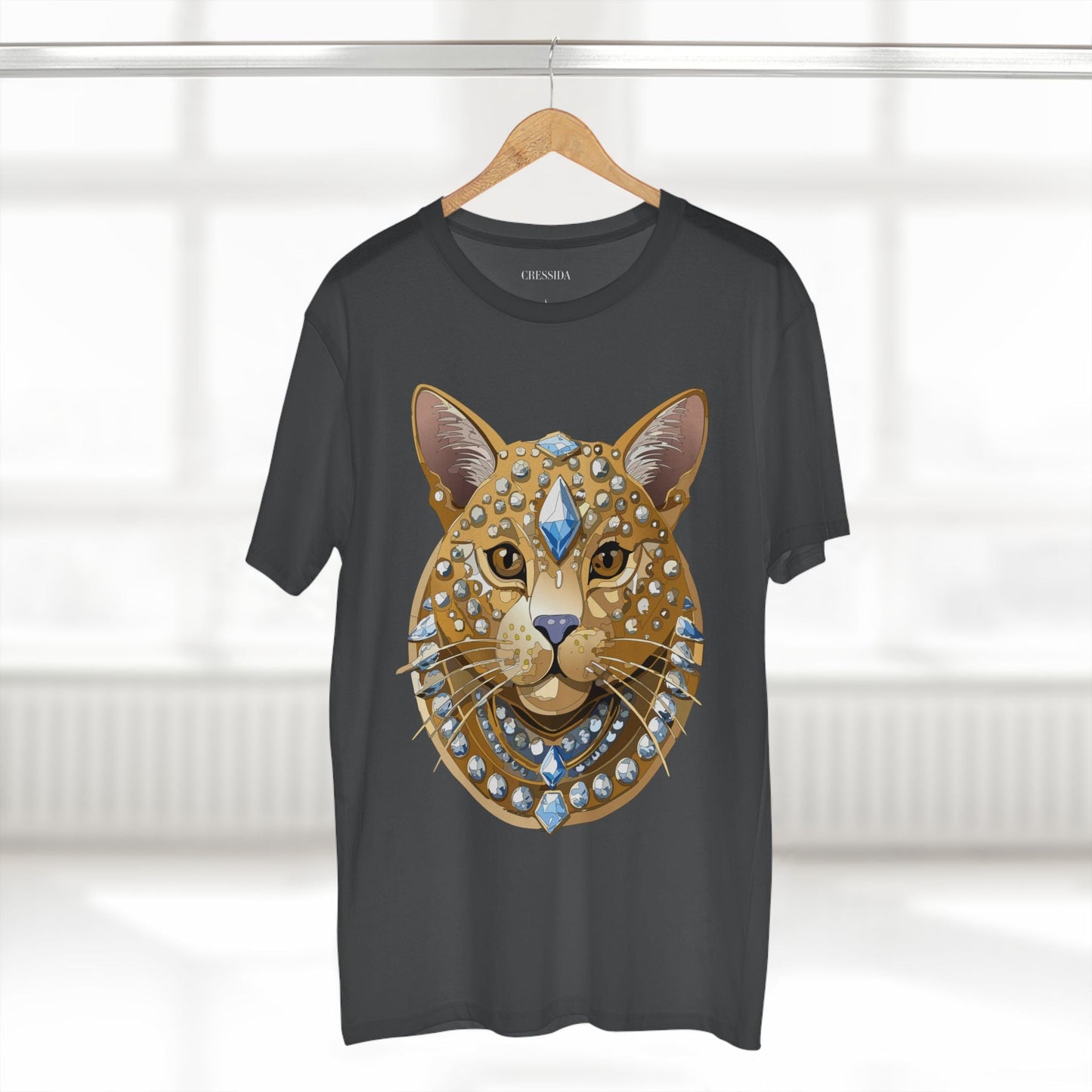 Cat Graphic Unisex 100 Cotton Tee With Unique Animal Golden Medallion Art Design 11