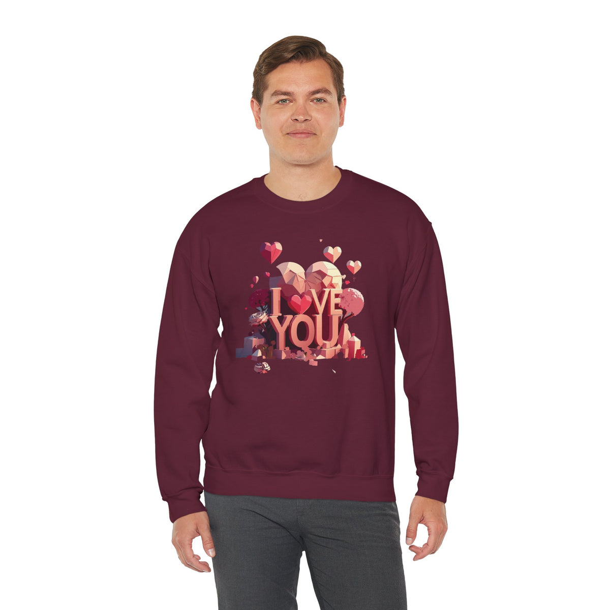 Unisex Big Heart Love Sweatshirt, Love Heart Sweatshirt, Floral Love Sweatshirt, 50/50 Cotton-Poly Valentine's Day Sweatshirt 10