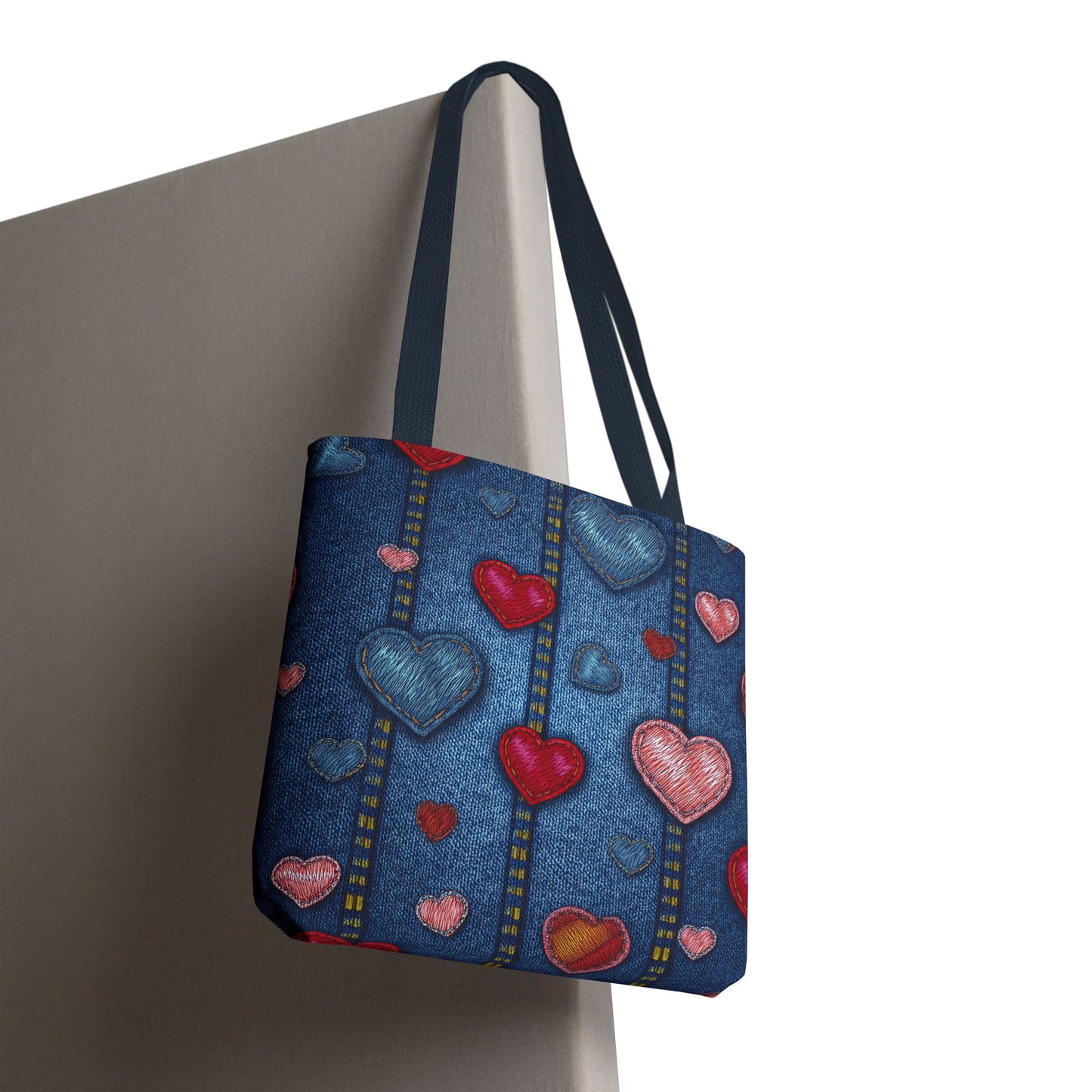 Love Day Graphic Design Denim Fabric Imitation Print Unisex Canvas Bag POLY 3 Sizes Tote Bag 201-25