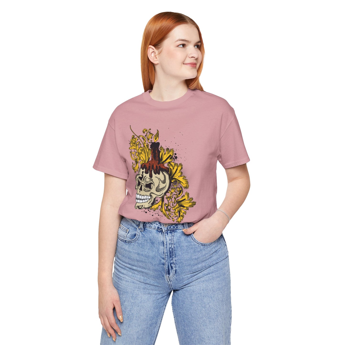 Rock Skull Graphic Design Tee, Skull Shirt, Vintage Tees, Art Design T-Shirt, Vintage Graphic Tee, Art Shirts with Skulls