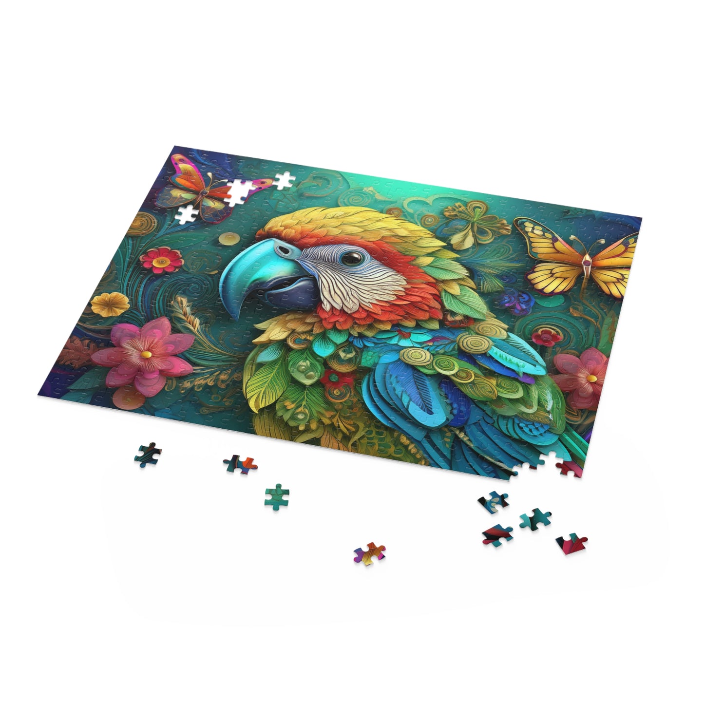 Puzzles-32 Kids Parrot Puzzle 500-Piece  Floral Parrot Puzzle 500-Piece, Birds Kids Puzzles Size: 16" x 20",  Ages 9+