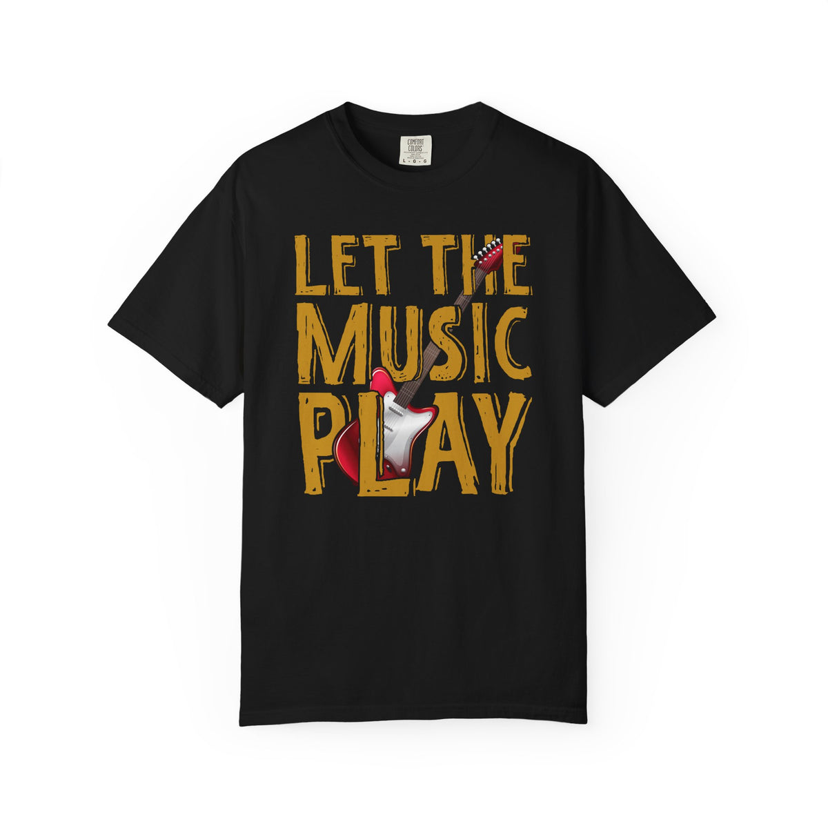Let The Music Play Guitar T-shirt Music Typography Unisex Cotton Tee Comfort Colors 002