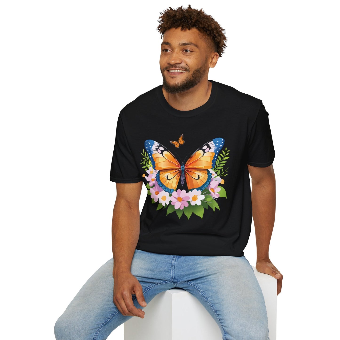 Butterfly Shirt Unisex Cotton Tee Monarch Butterfly Design Gildan Softstyle 64000 Short Sleeve