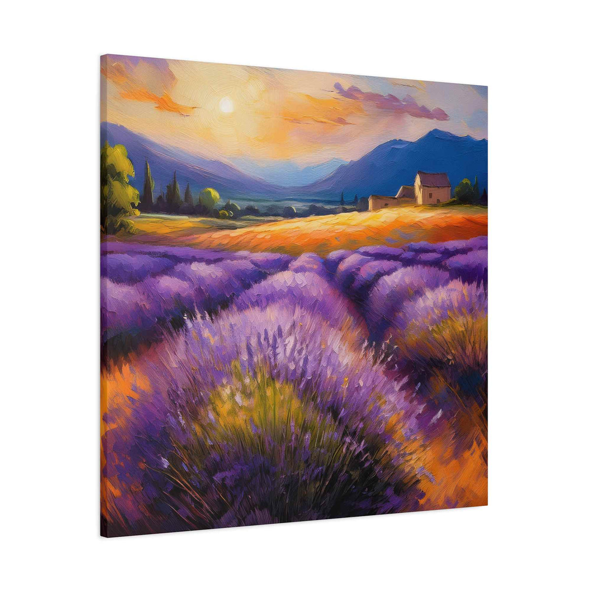 Lavender Landscape Print Canvas, Landscape Oil Paint Print 20x20, 24x24, 30x30, 32x32, 36x36 Art Design Print Non-Frame MC-33