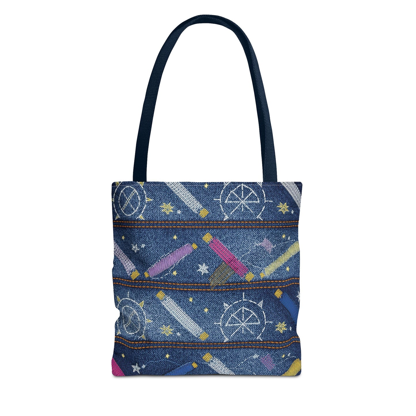 Denim Fabric Imitation Print Unisex Canvas Bag Poly Spun 3 Sizes Tote Bag 183-9