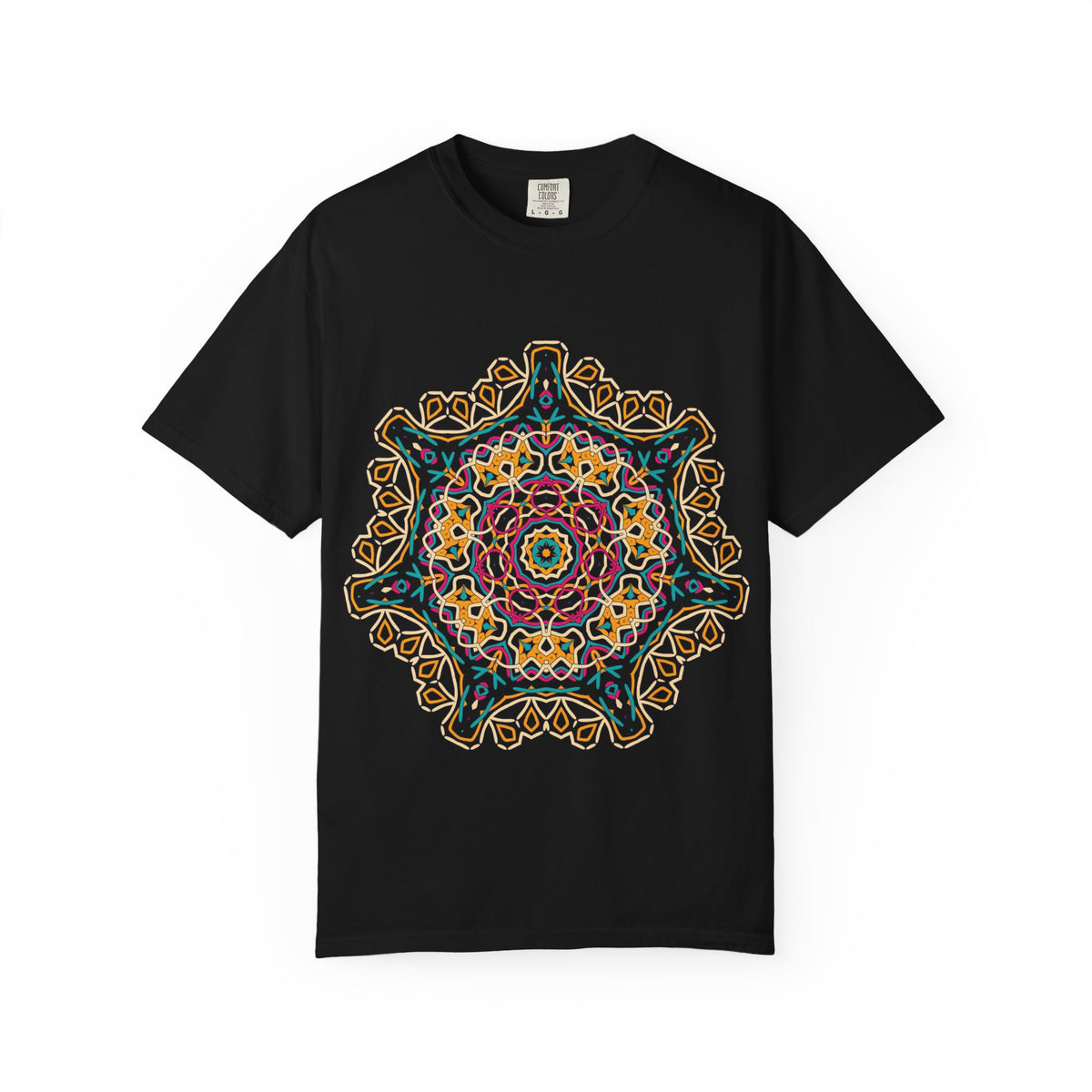 Unisex Garment Dyed Cotton T-Shirt with Mandala Graphic Design