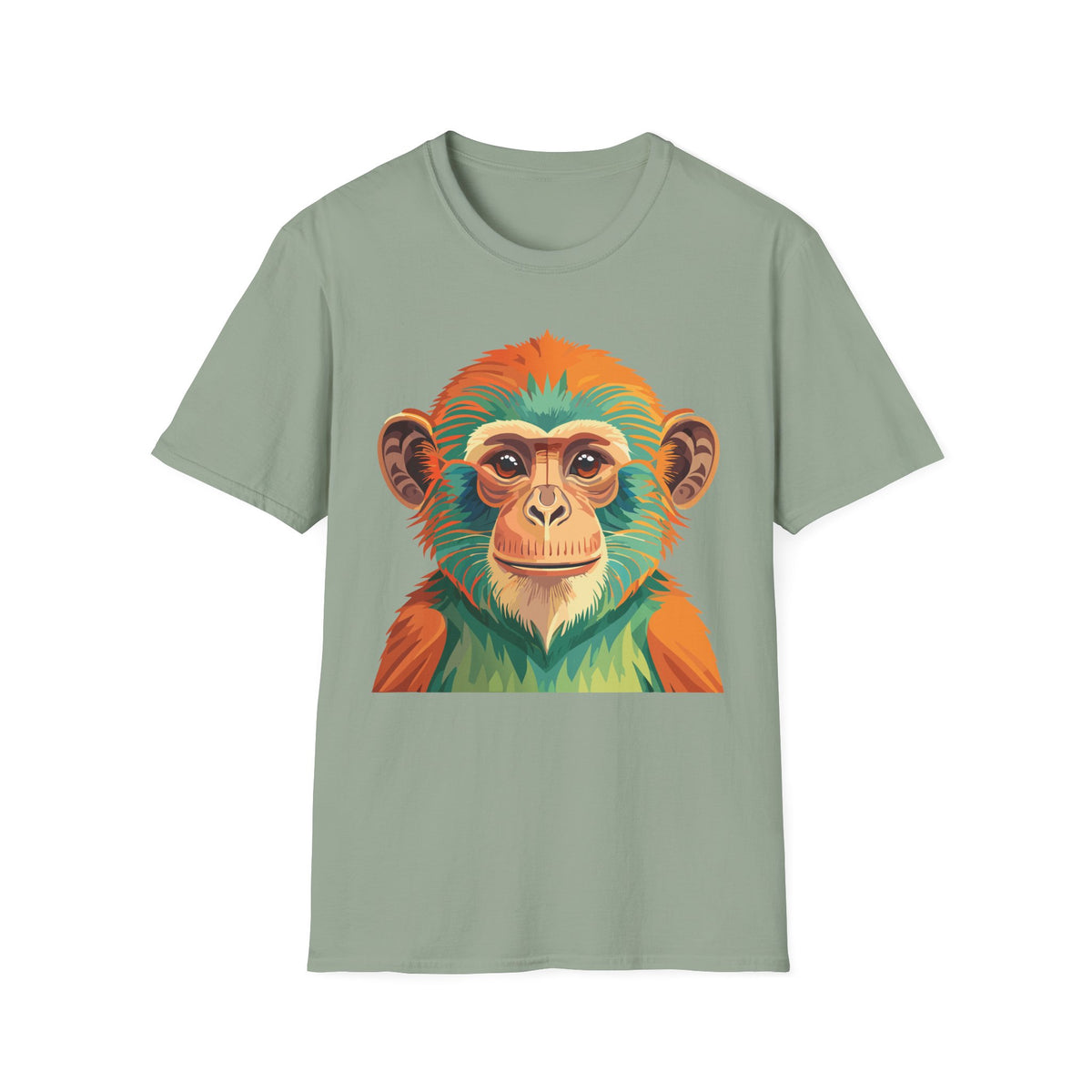 Colorful Monkey Face T-Shirt | Vibrant Primate Illustration Tee
