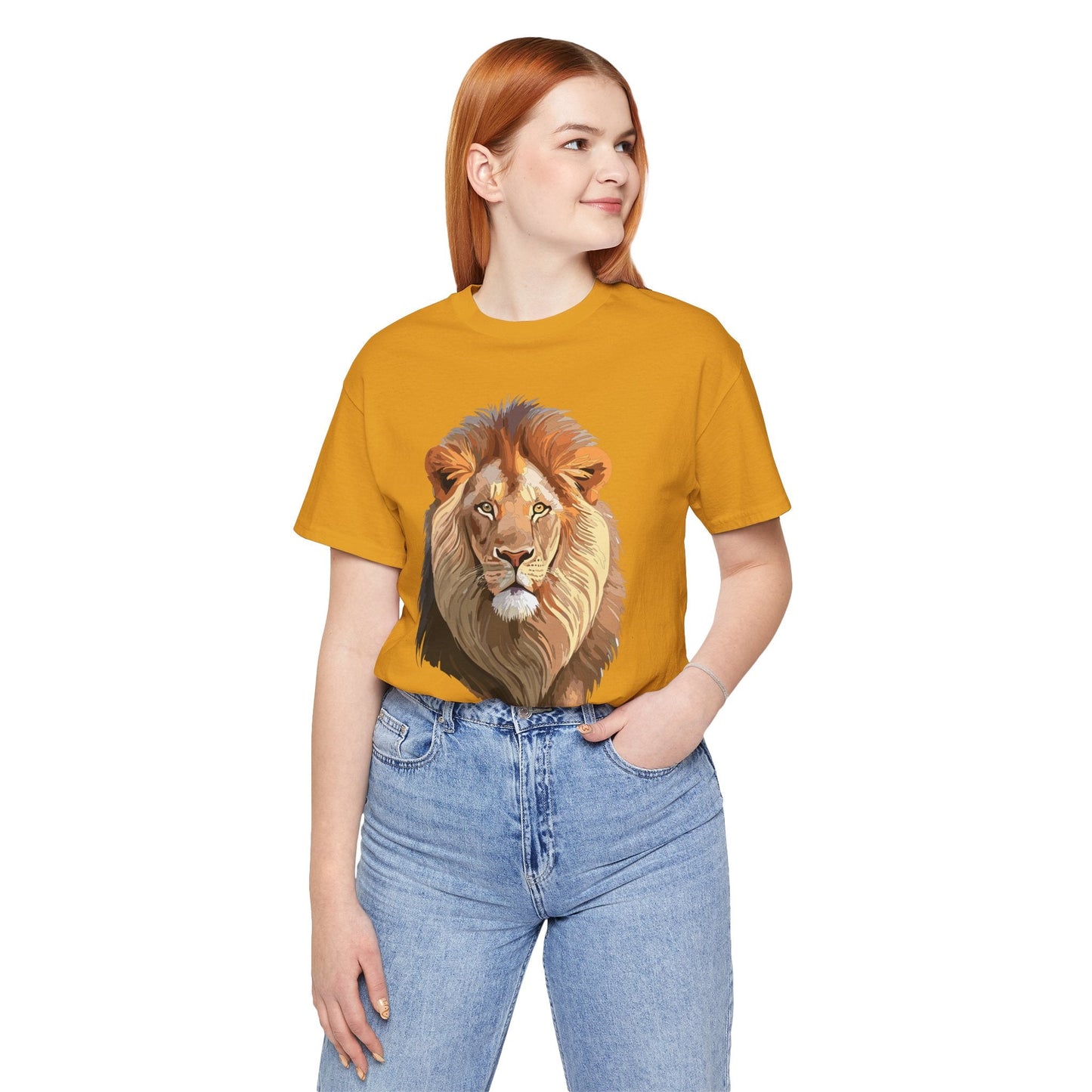 Safari Lion Head Illustration T-Shirt Unisex Cotton Realistic Lion Portrait Tee 3