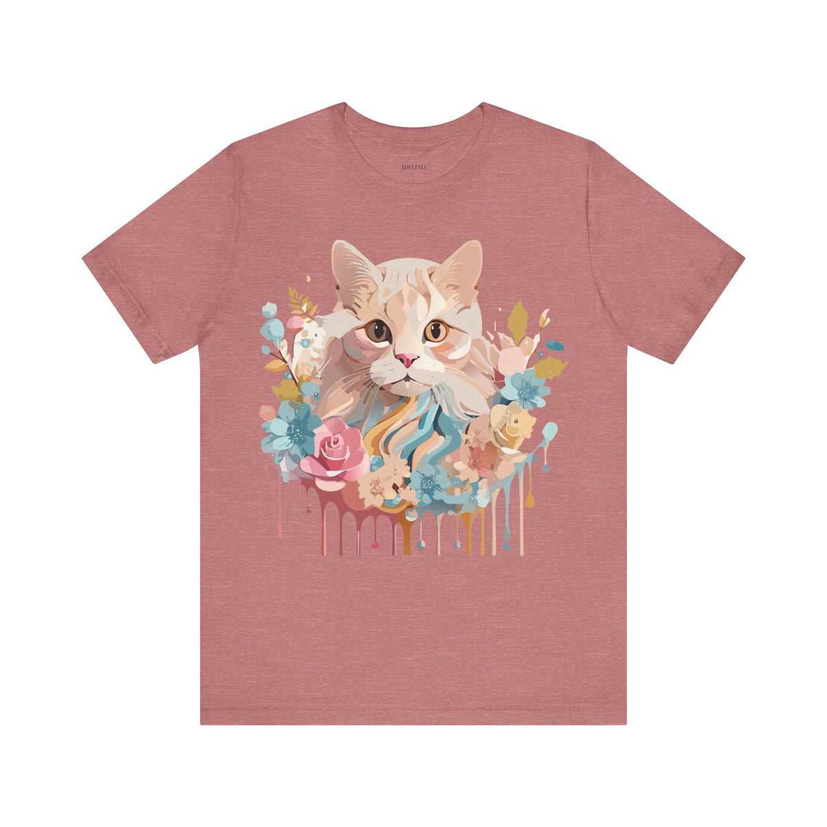 Cat Graphic Unisex Cotton Bella+Canvas Tee with Art Animal Design e110
