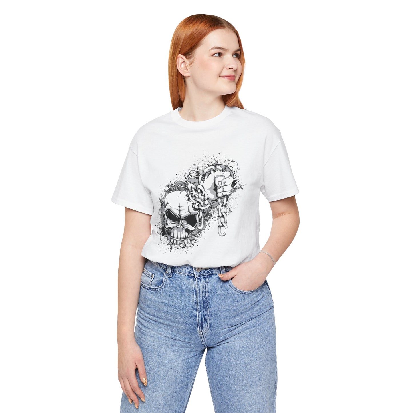 Chain Skull Graphic Design Tee, Skull Shirt, Vintage Tees, Art Design T-Shirt, Vintage Graphic Tee, Art Shirts with Skulls