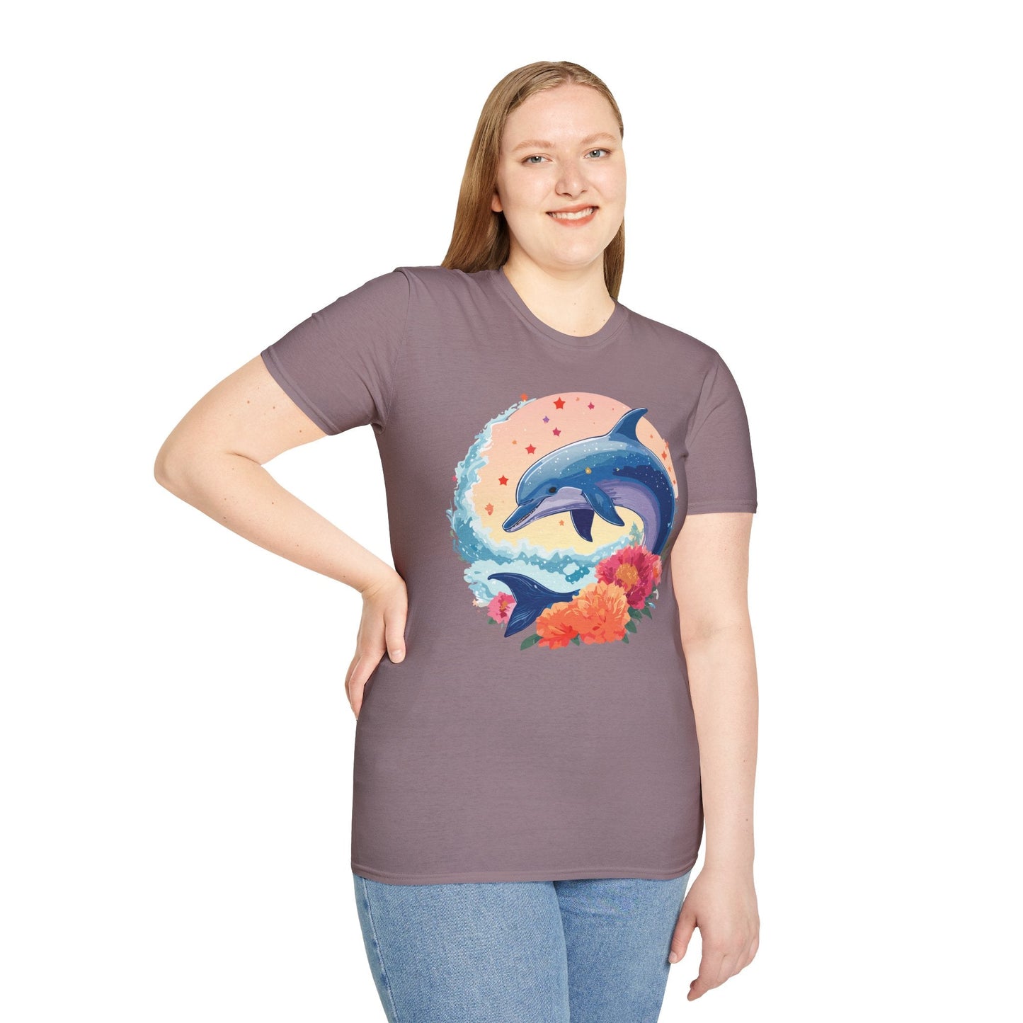 Dolphin Shirts Unisex Tee 100 Percent Ring Spun Cotton Gildan Softstyle 64000 For Everyday Comfort