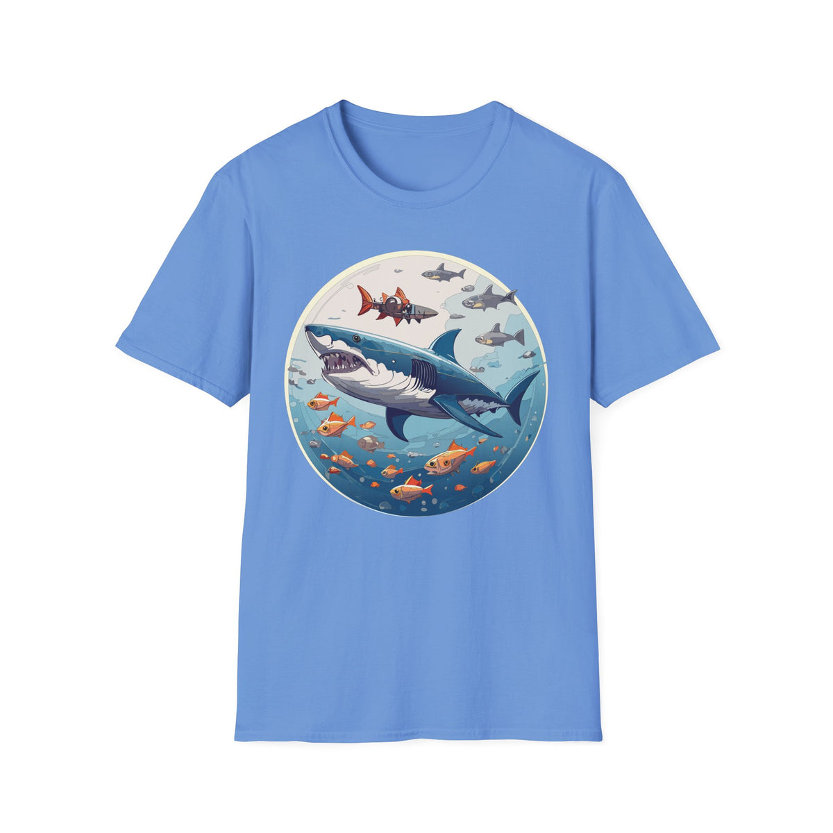 Great White Shark Circle Illustration T-Shirt | Ocean Sealife Sharks