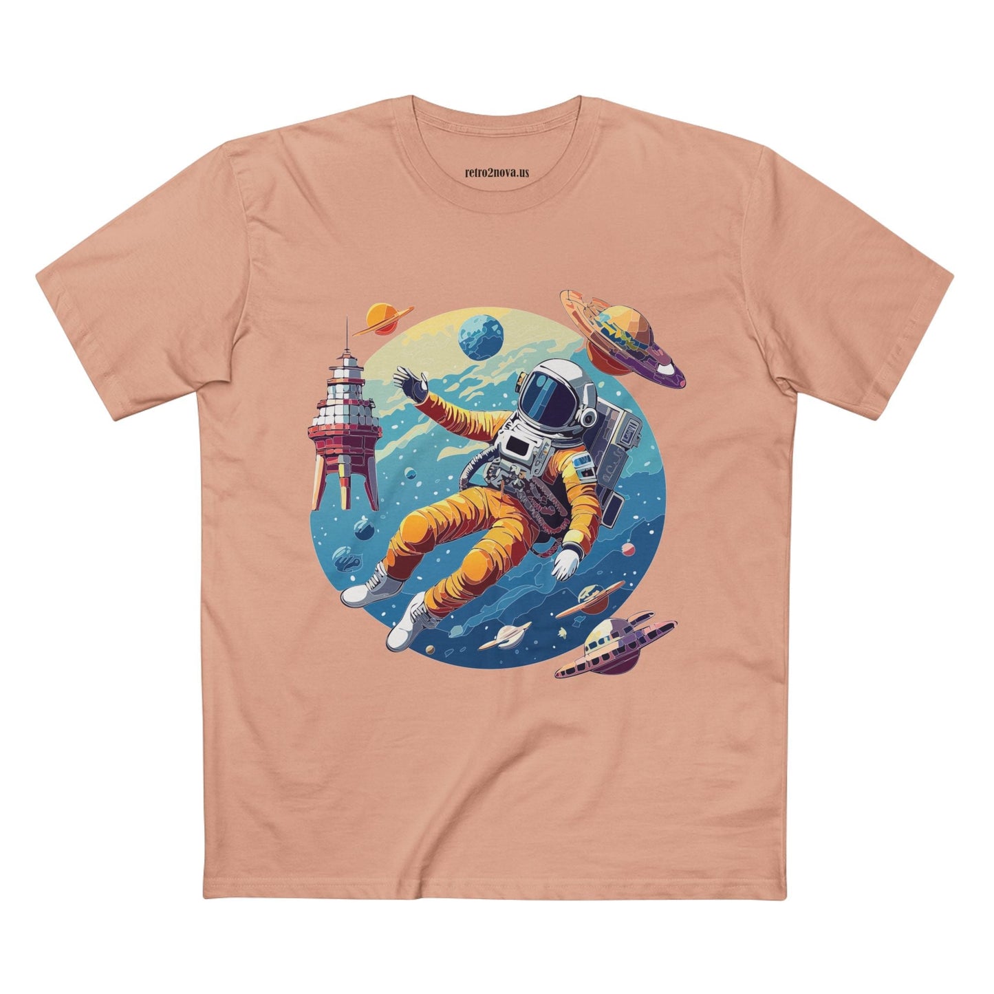 Cosmos Shirt Astronaut Art Unisex Premium Cotton Tee Retro2Nova Original Design Artwork