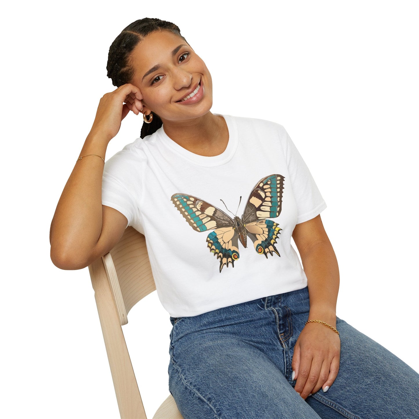 Unisex Butterfly T Shirt Softstyle 64000 Ring Spun Cotton Lightweight Tee Breathable Everyday Comfort