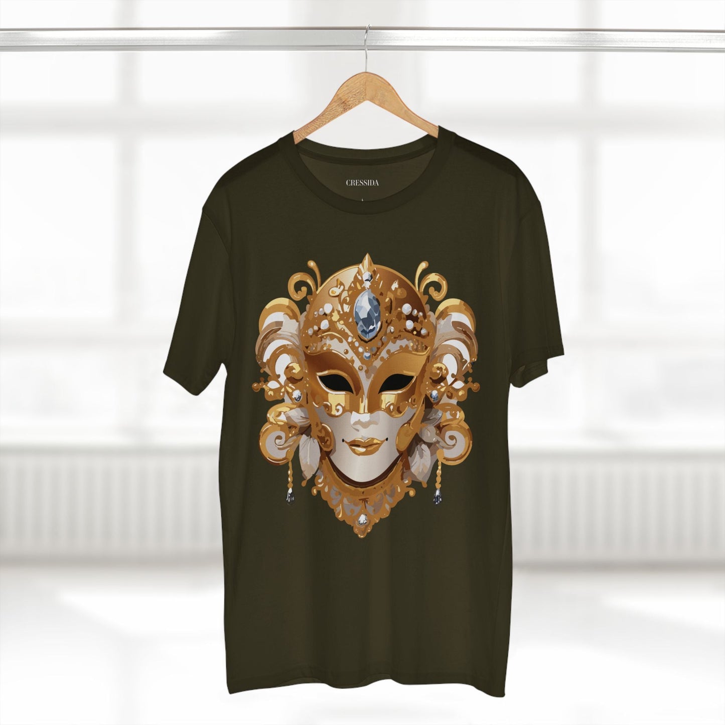 Carnival Mask Graphic T-Shirt Unisex 100 Cotton With Antique Gold Art Design Tee 23