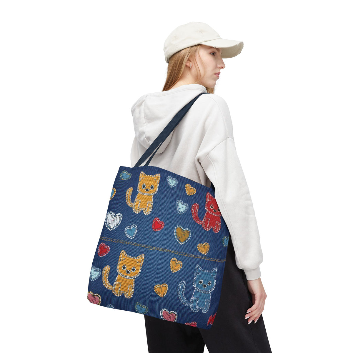 Love Day Graphic Design Denim Fabric Imitation Print Unisex Canvas Bag POLY 3 Sizes Tote Bag 201-4