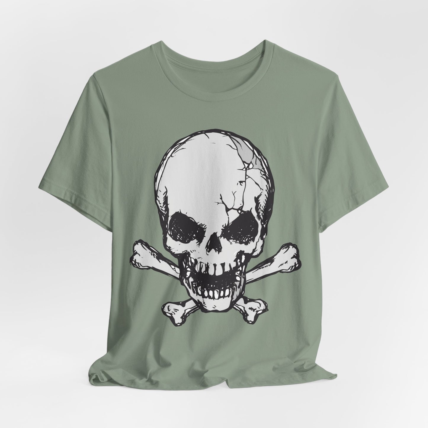 Grey Skull Graphic Design Tee, Skull Shirt, Vintage Tees, Art Design T-Shirt, Vintage Graphic Tee, Art Shirts with Skulls