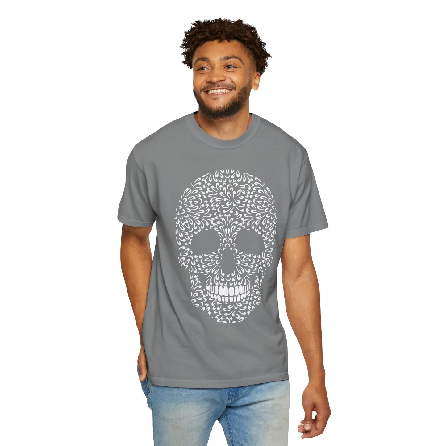 Unisex-T-Shirt aus Baumwolle mit Totenkopf 